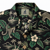KALVERO Jungle Cat Island Long Sleeve Shirt: collar and centered neck label.