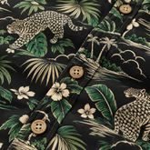 KALVERO Jungle Cat Island Long Sleeve Shirt: placket with tan four-hole Kalvero-engraved buttons.