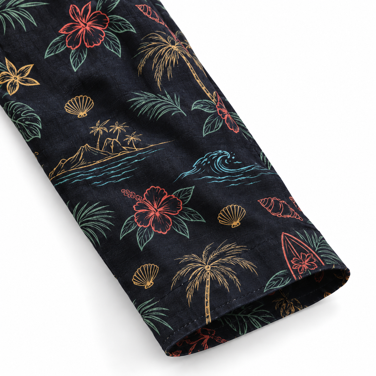 KALVERO Midnight Island Sketch Long Sleeve Shirt: long sleeve hem and neat stitching.