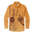 Vintage-style orange shirt featuring retro illustrations of sports.