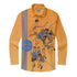 Orange long-sleeve shirt with vintage sports graphics and "Pee-Chee.