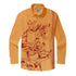 Orange long-sleeve shirt with red vintage-style graphic of athletes.