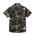 Tropical shirt with tiger and jungle print on dark background.