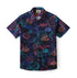Vibrant coral-patterned short-sleeve shirt with neon accents.