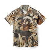 Tropical shirt with jungle pattern, featuring panthers and palm.