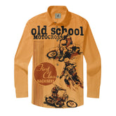 Orange long-sleeve shirt with "Old School Motocross" graphic.
