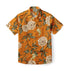 Orange short-sleeve shirt with floral pattern.