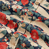 KALVERO Serpent Blossom shirt: placket with tan four-hole buttons engraved with Kalvero.