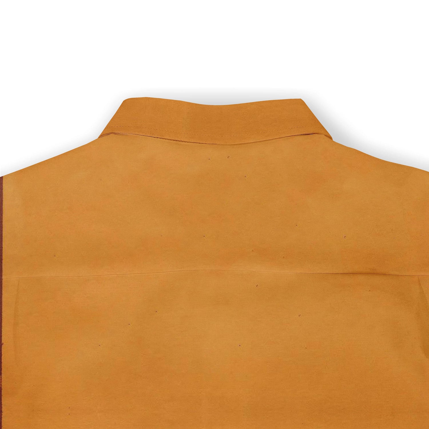 Mustard yellow shirt with a collar, plain fabric, simple design.