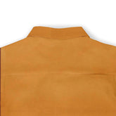 Mustard yellow shirt with a collar, plain fabric, simple design.
