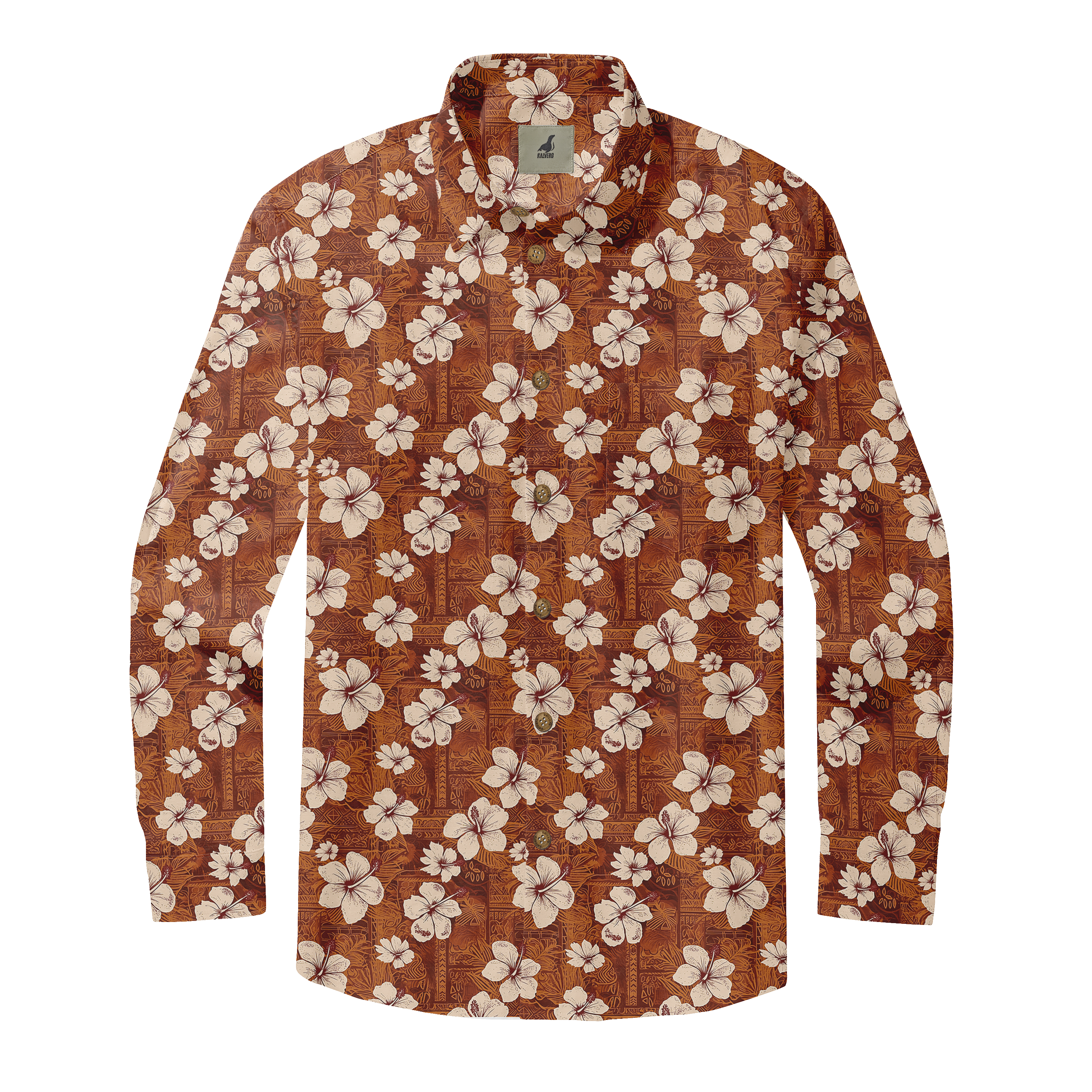 Vintage Copper Floral Long Sleeve Shirts