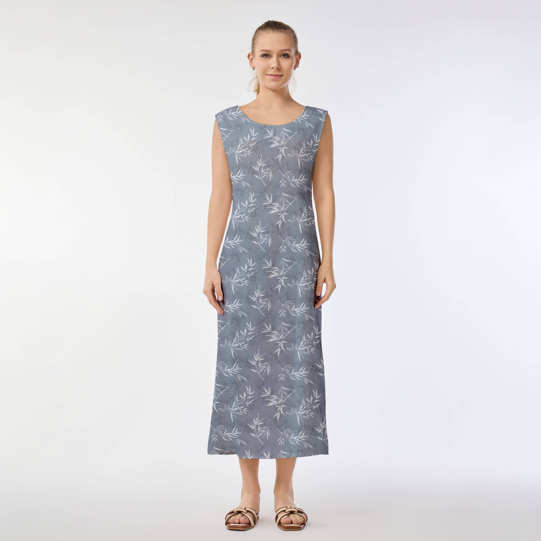 Bamboo Leaf Print Muumuu Dress