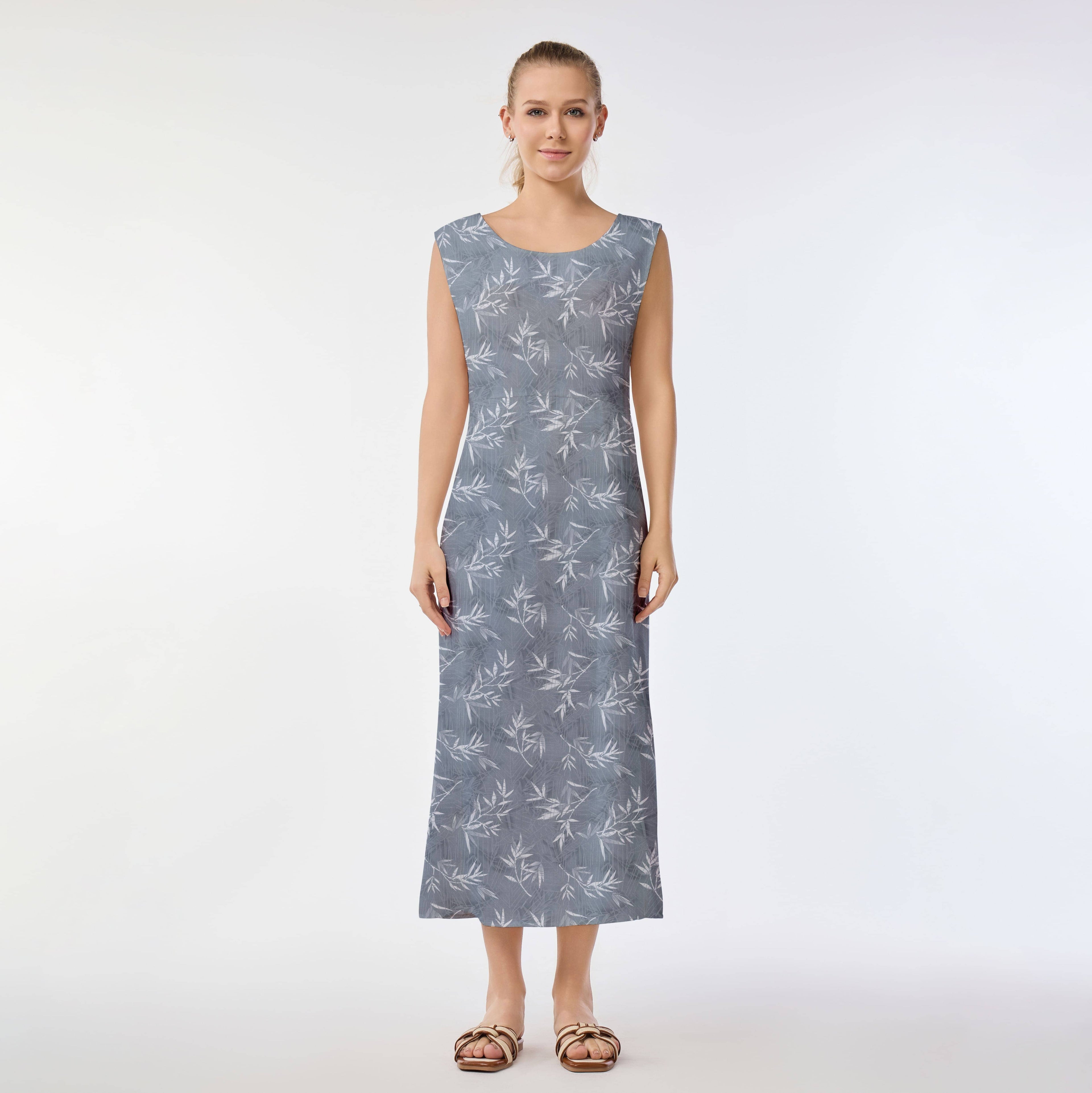 Bamboo Leaf Print Muumuu Dress