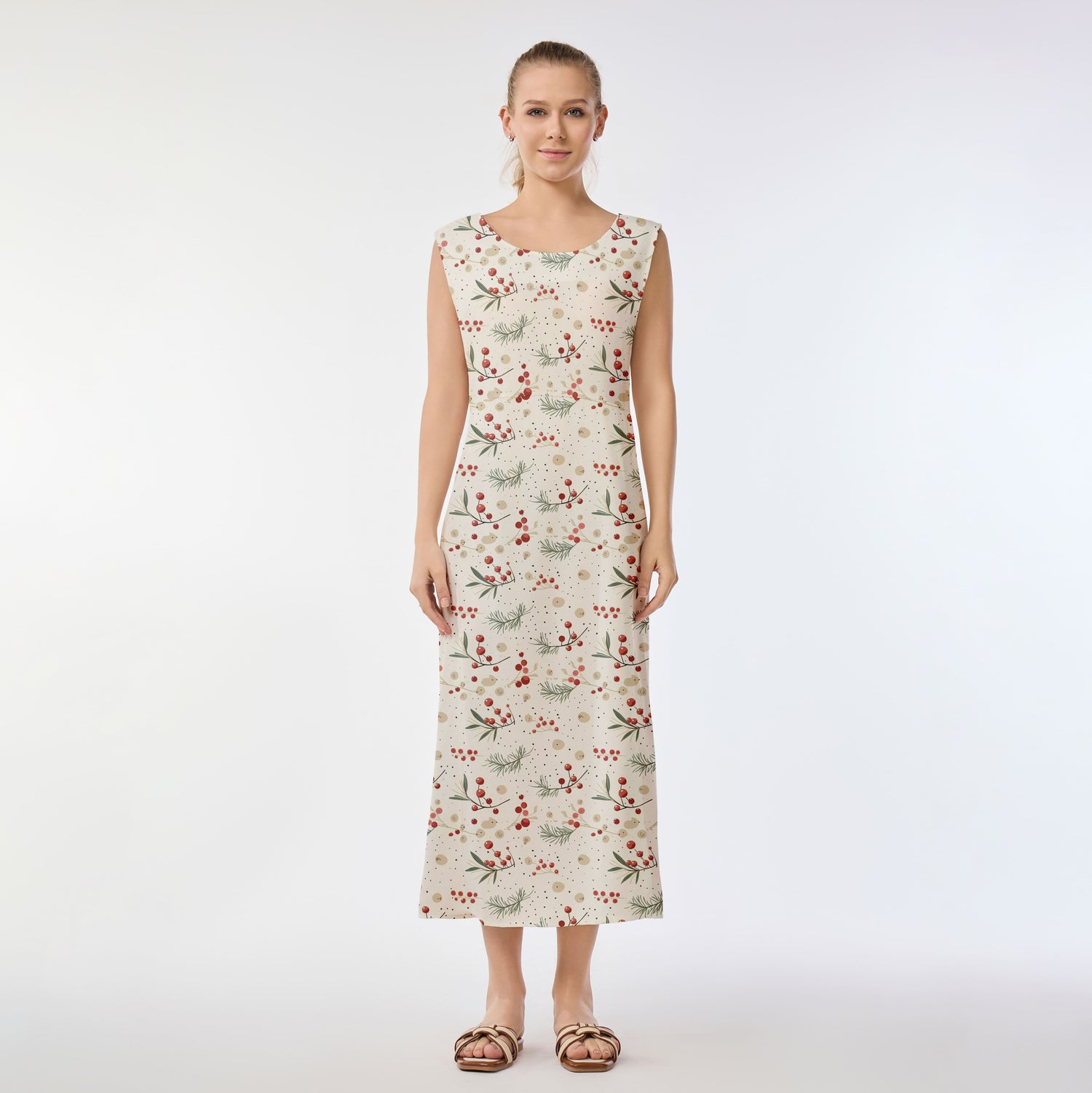 Berry &amp; Holly Print Muumuu Dress