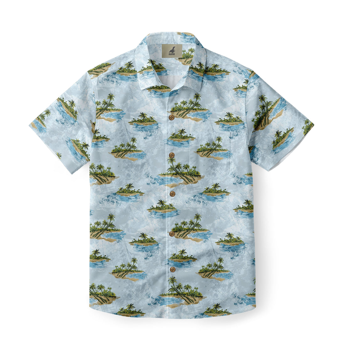 Tropical Island Print Hawaiian Shirt