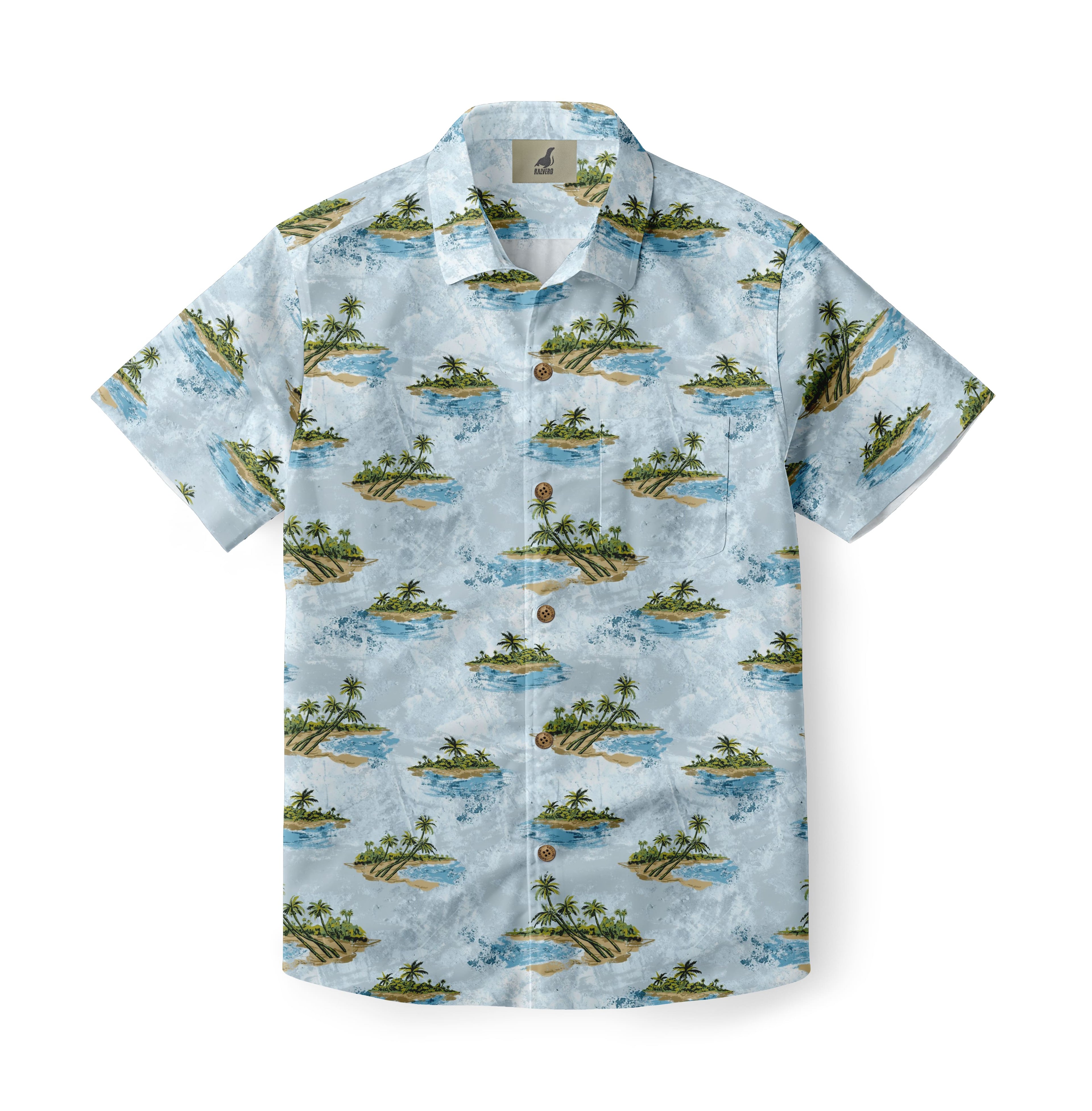 Tropical Island Print Hawaiian Shirt