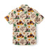 Beige shirt with safari animals and leaves print.