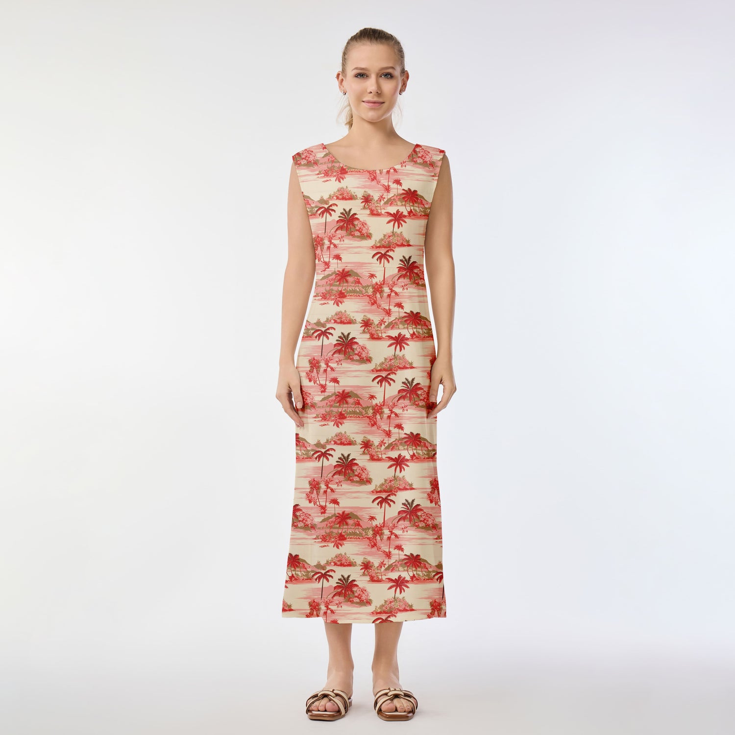 Island Paradise in Red Muumuu Dress