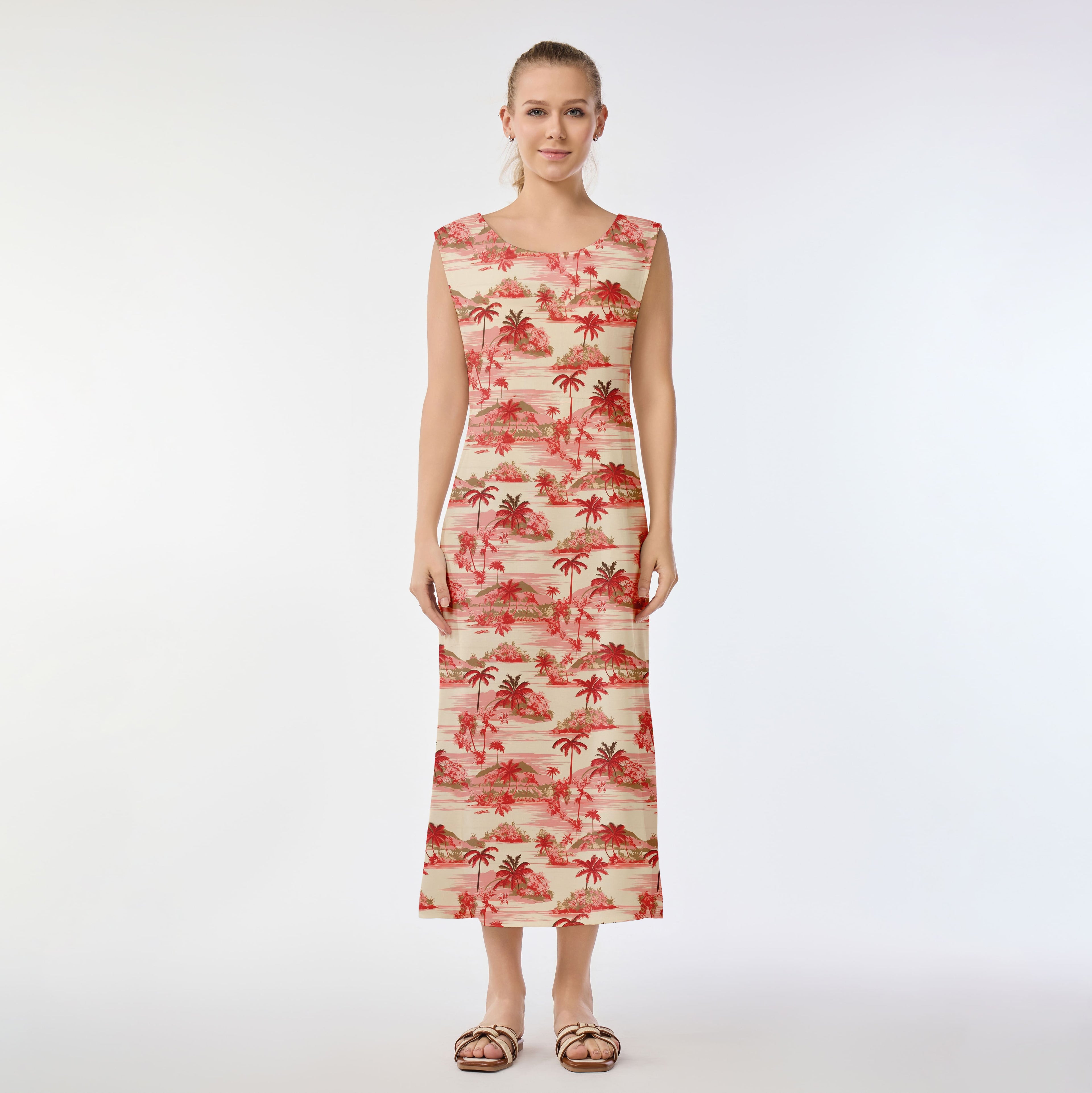 Island Paradise in Red Muumuu Dress