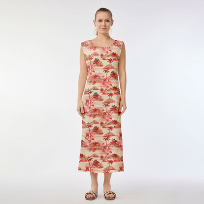 Island Paradise in Red Muumuu Dress