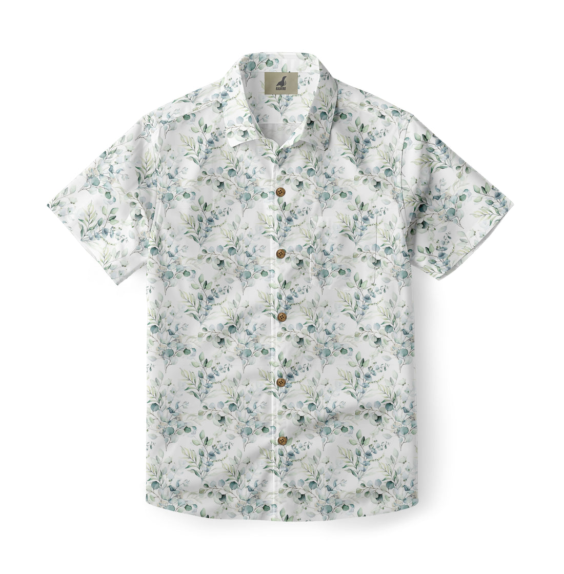 Hawaiian Shirt Eucalyptus Print Button-Down Casual Summer Top