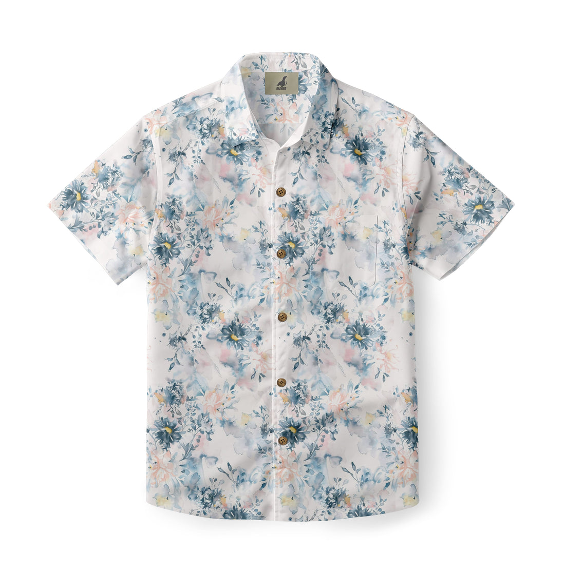 Ink Wash Floral Hawaiian Shirt