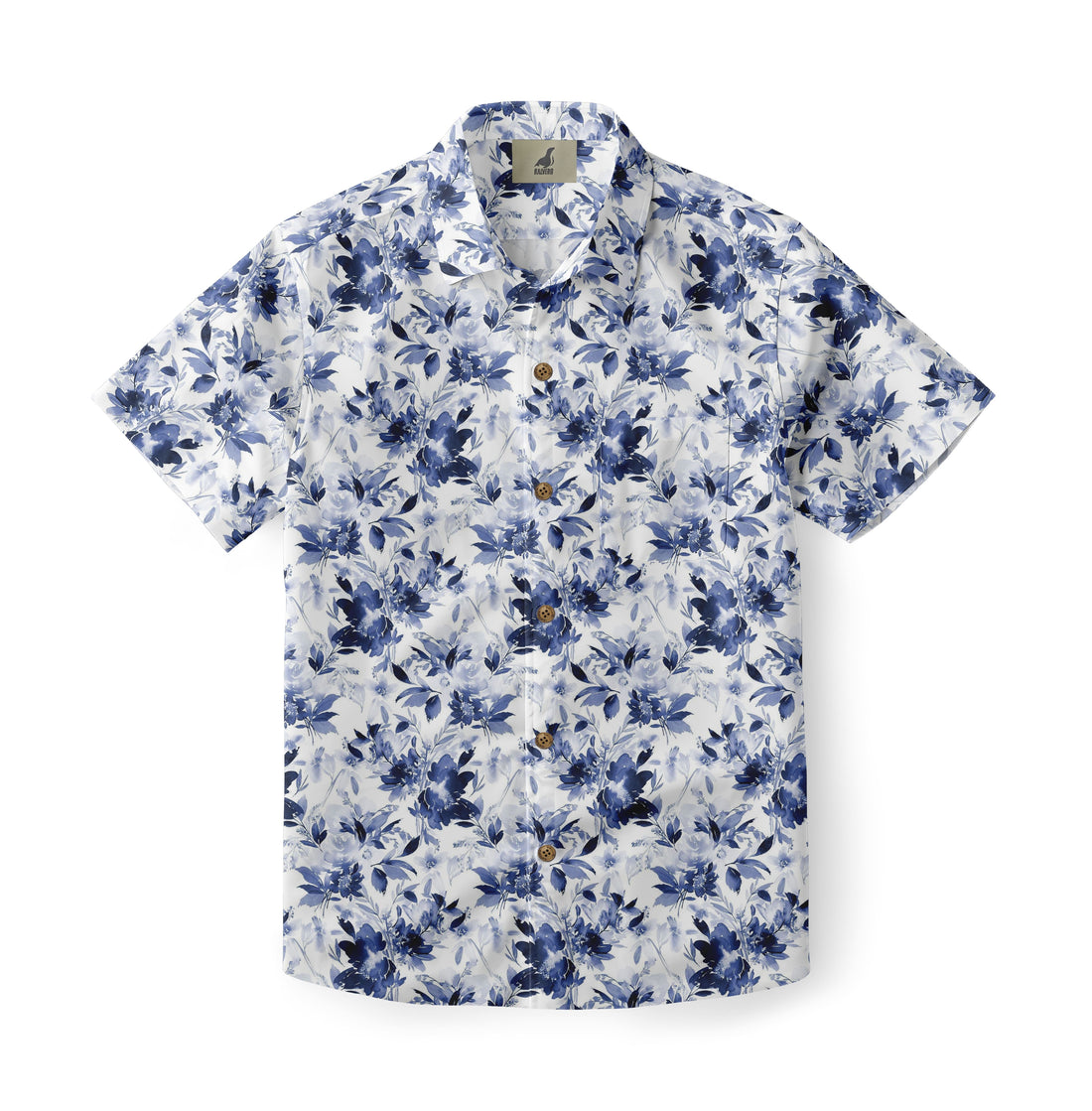Indigo Floral Print Hawaiian Shirt