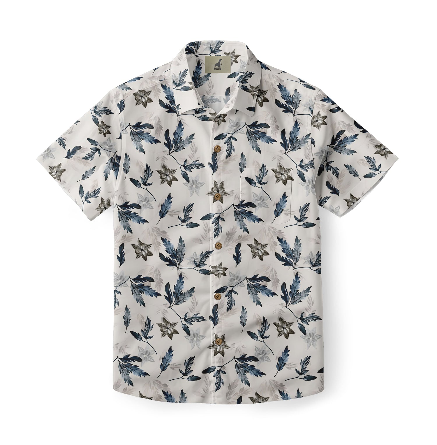Blue Watercolor Floral Hawaiian Shirt