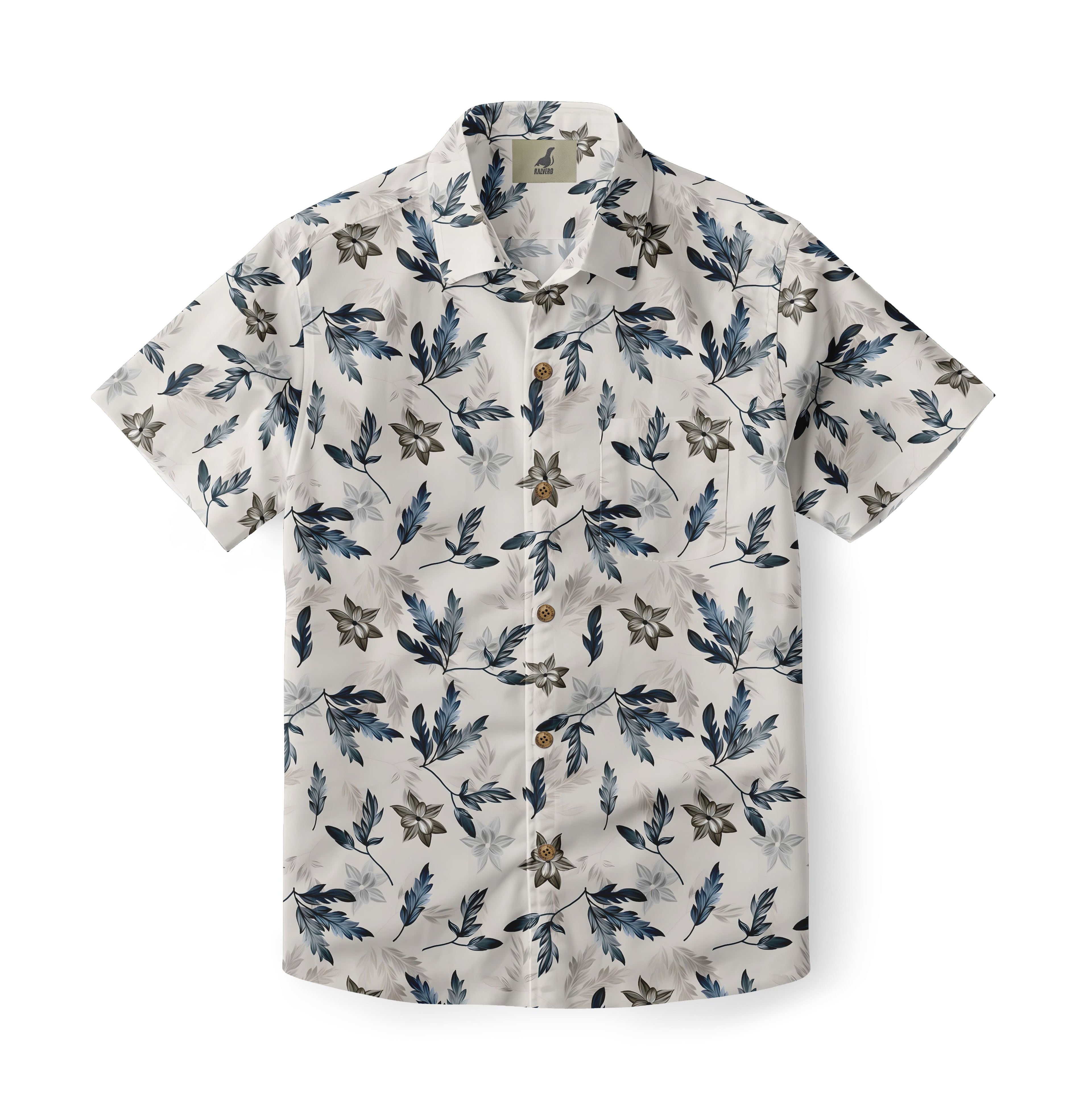 Blue Watercolor Floral Hawaiian Shirt