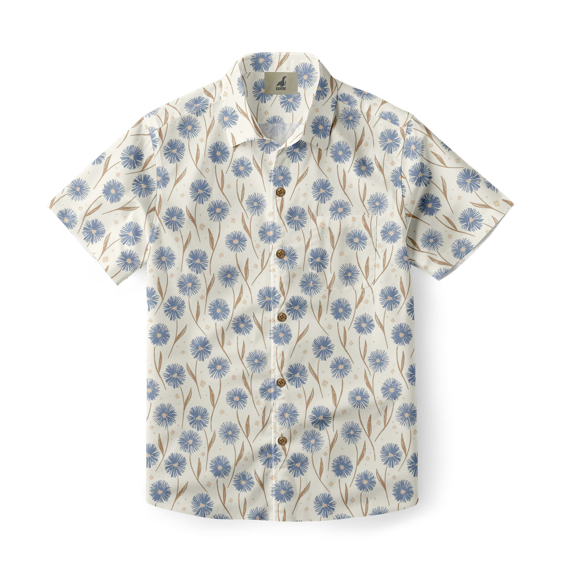 Casual Hawaiian Shirt for Men in Blue Aster Print