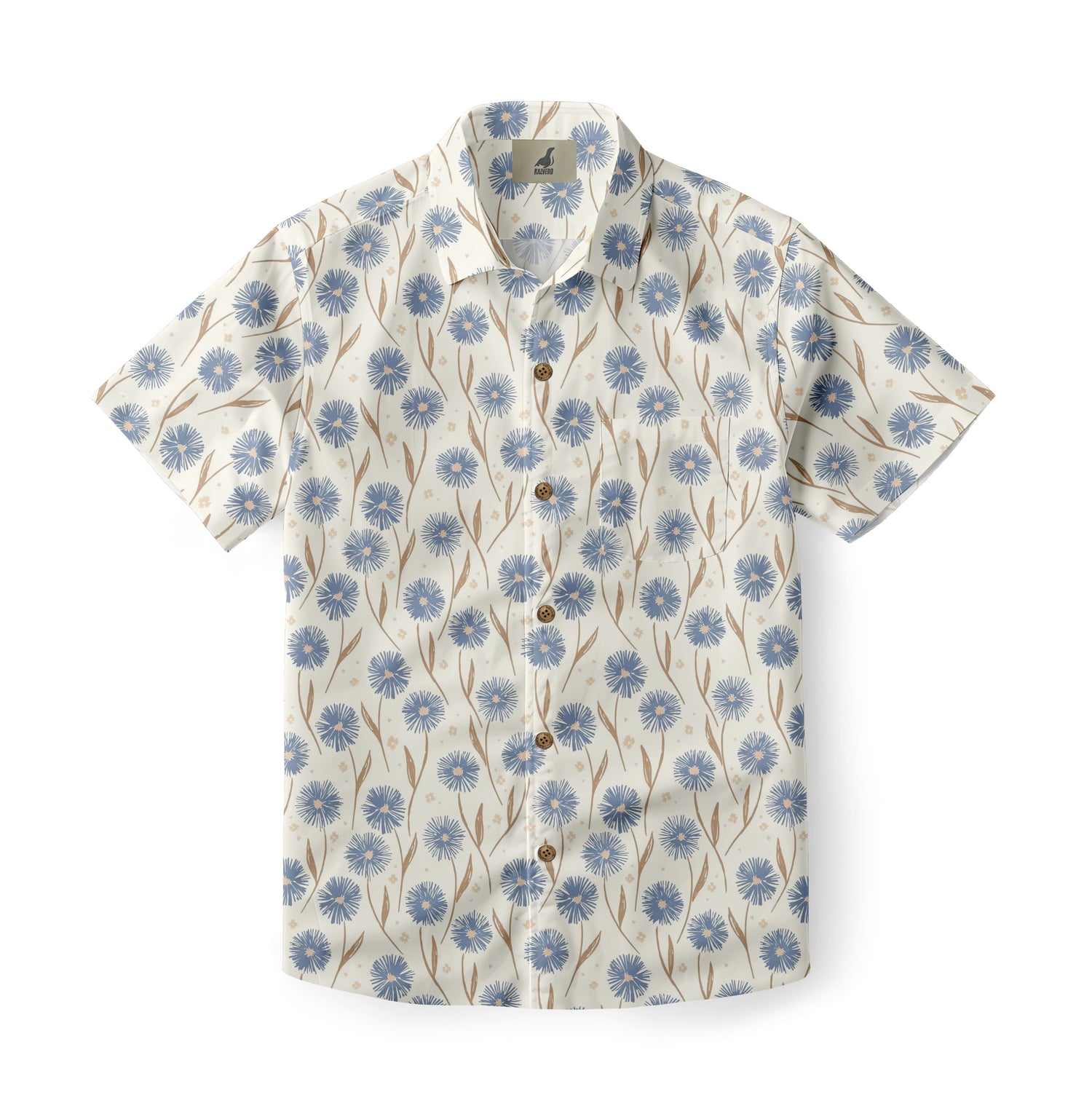 Casual Hawaiian Shirt for Men in Blue Aster Print