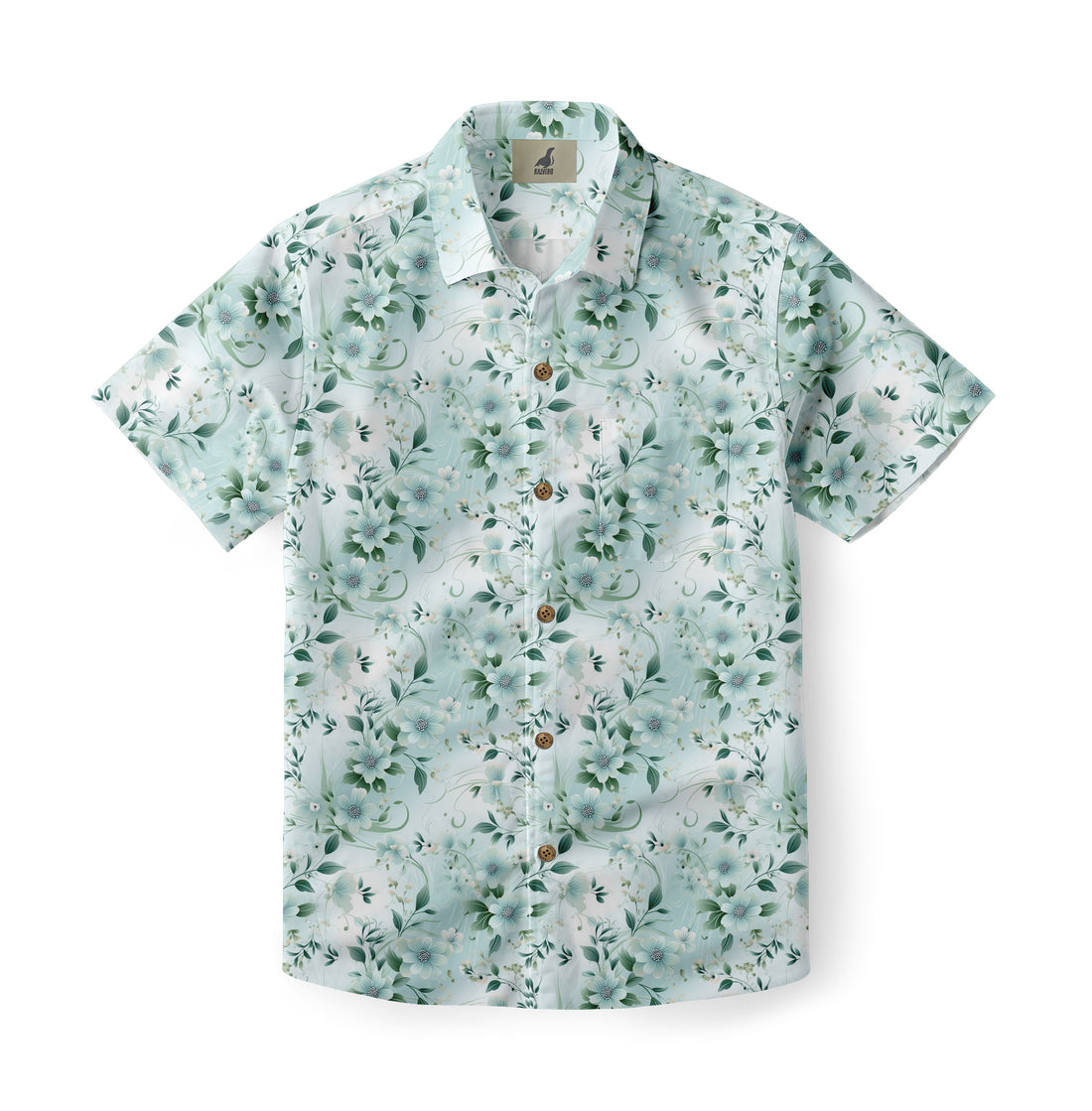 Aqua Floral Print Hawaiian shirt