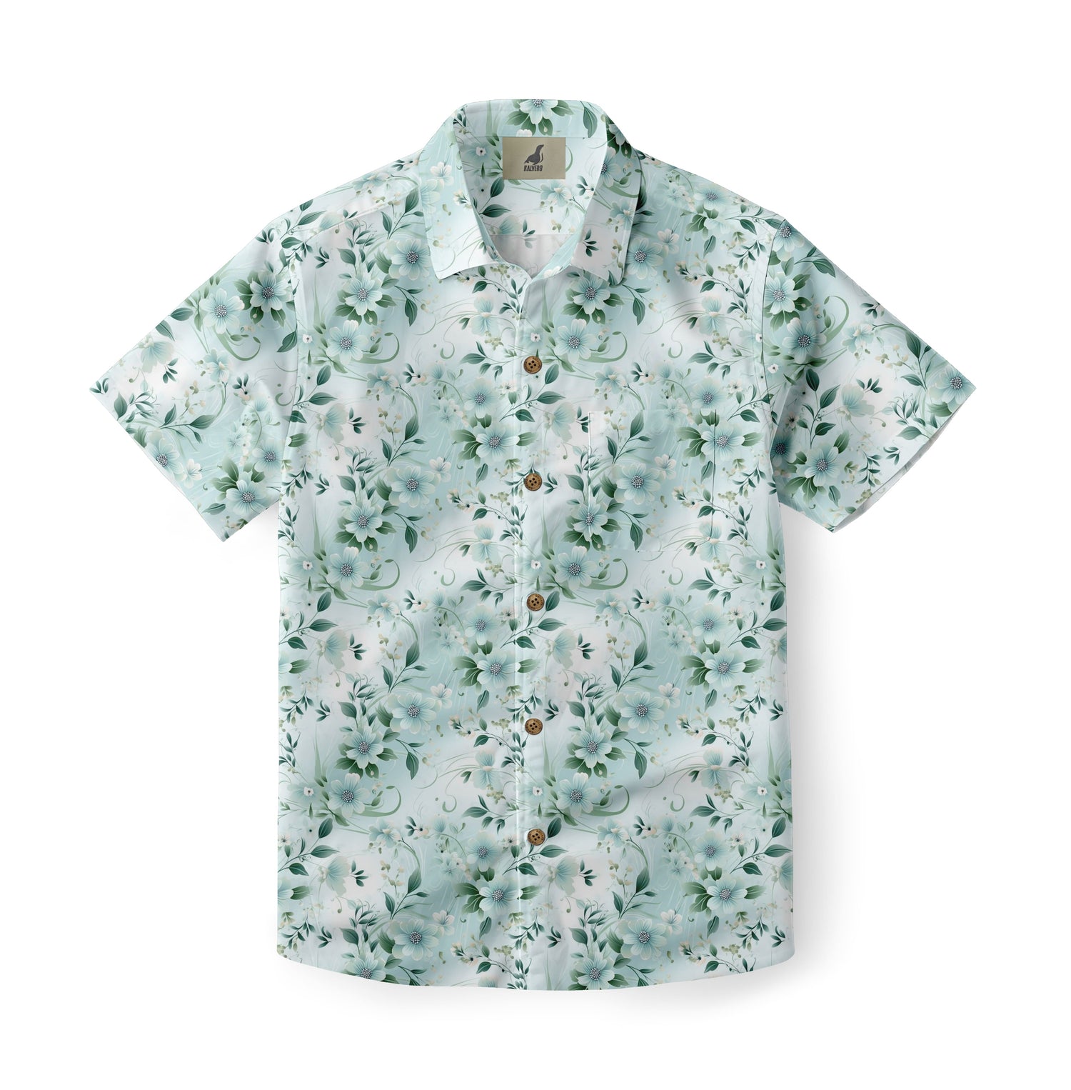 Aqua Floral Print Hawaiian shirt