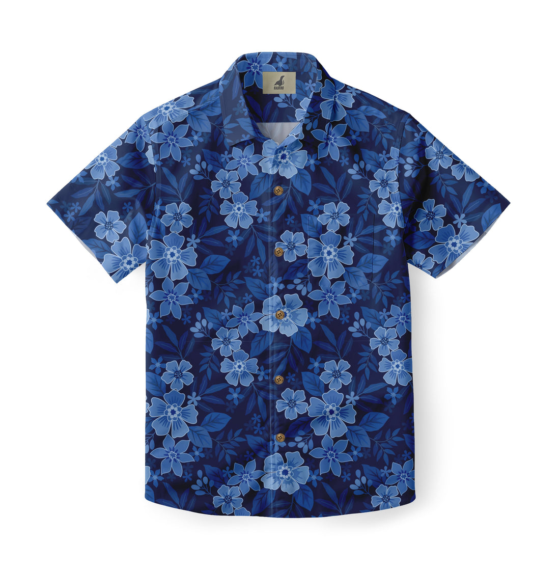 Deep Blue Floral Hawaiian Shirt