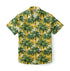 Yellow shirt with green palm tree print.