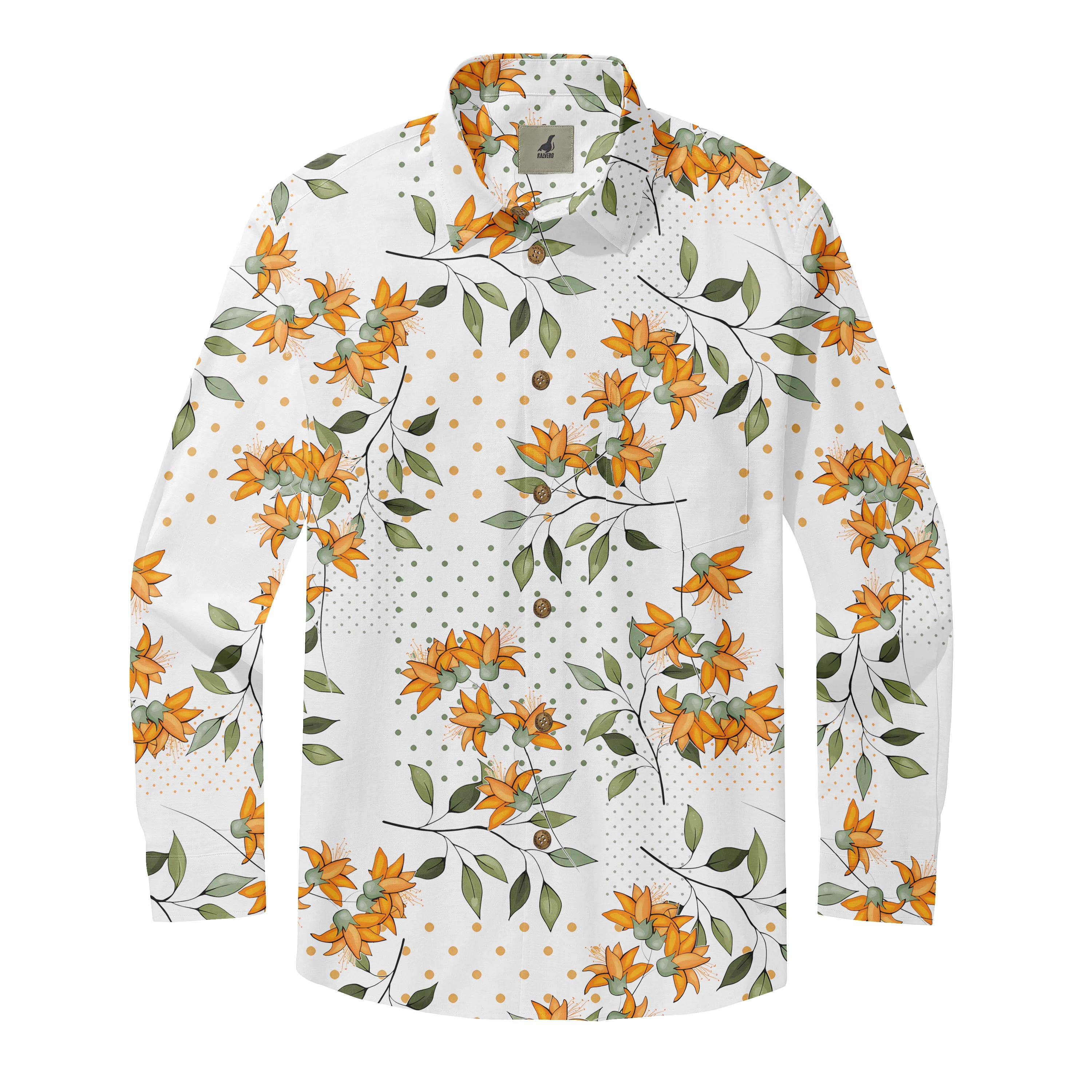 Orange Bloom Long Sleeve Shirts