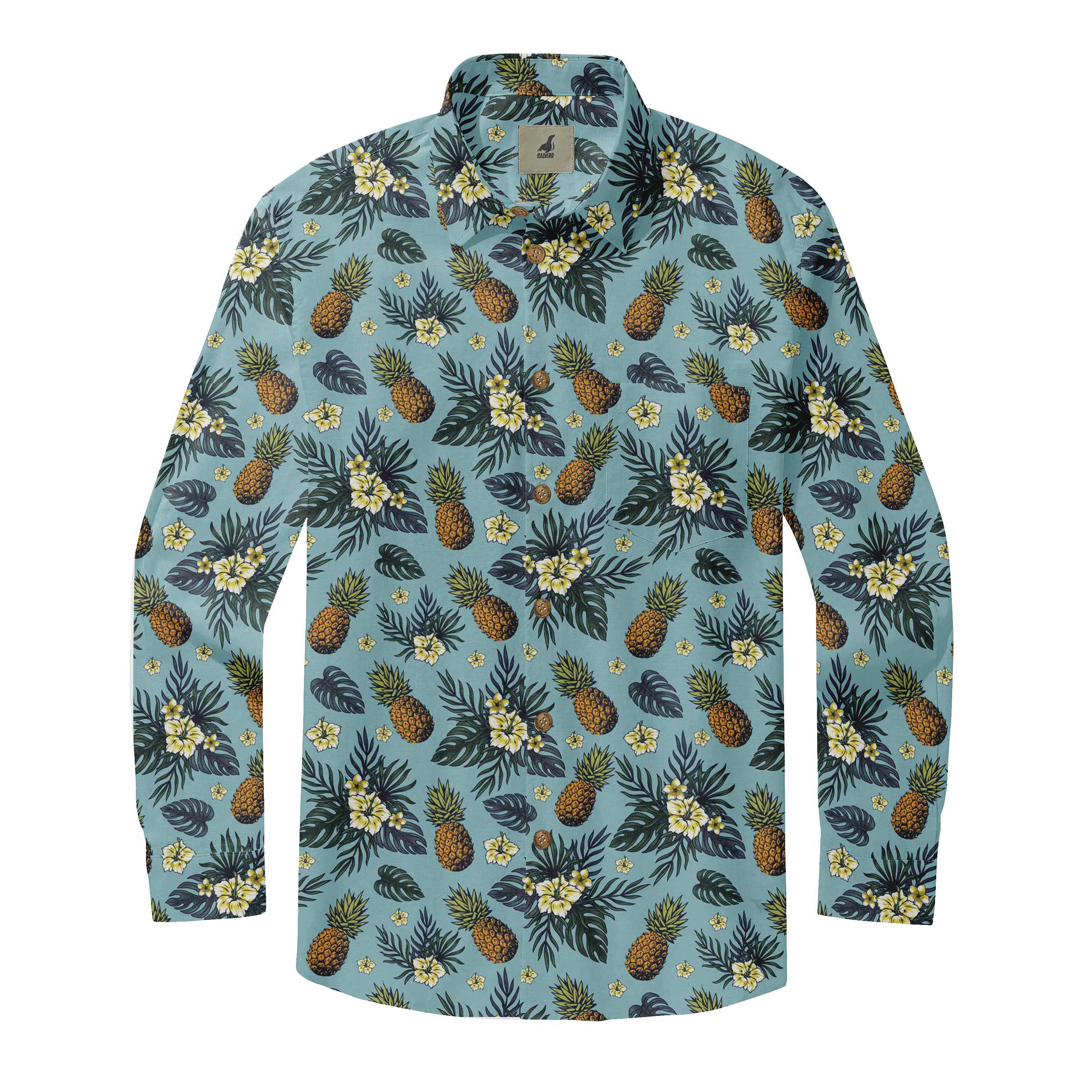 Tropical Pineapple Breeze Long Sleeve Shirts