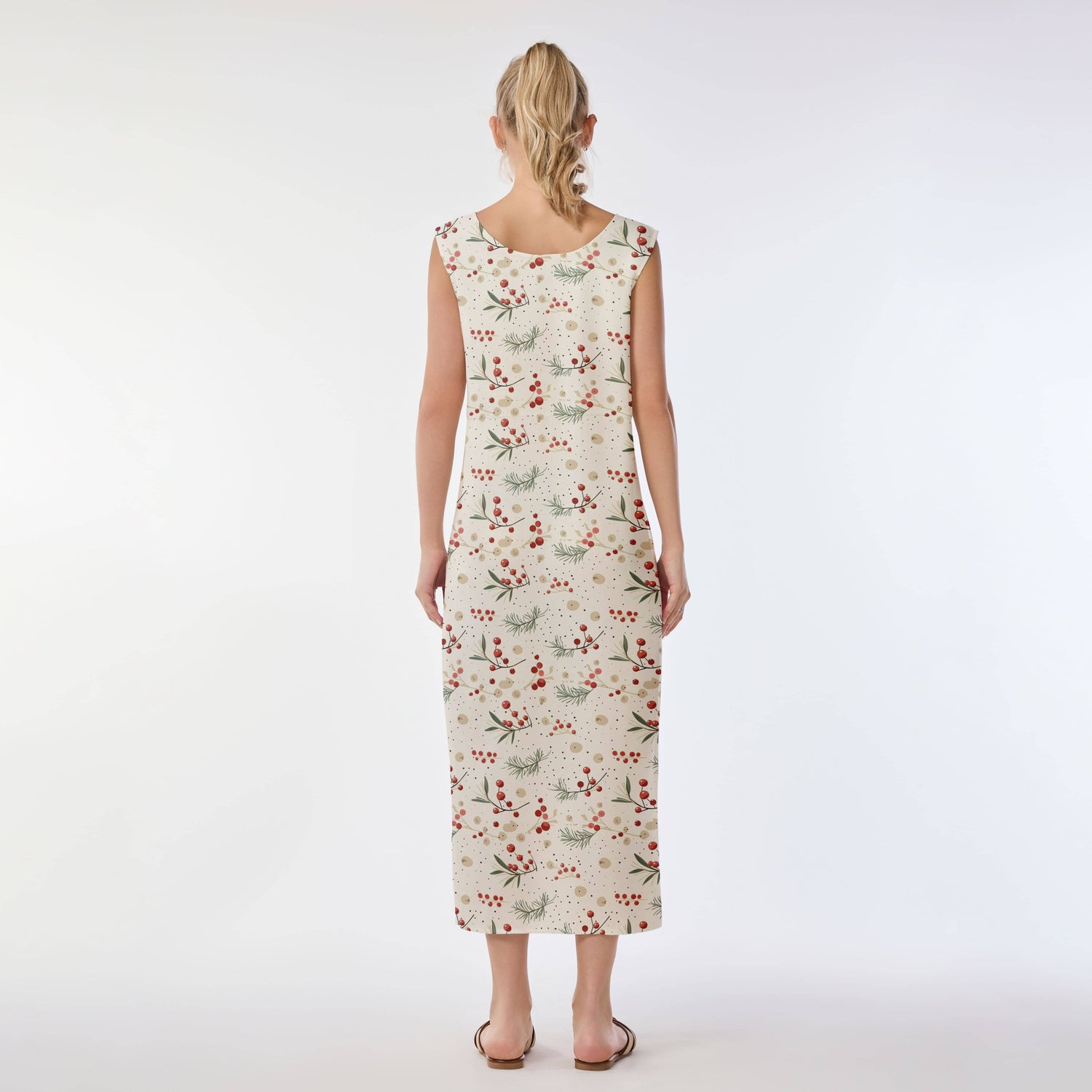 Berry &amp; Holly Print Muumuu Dress