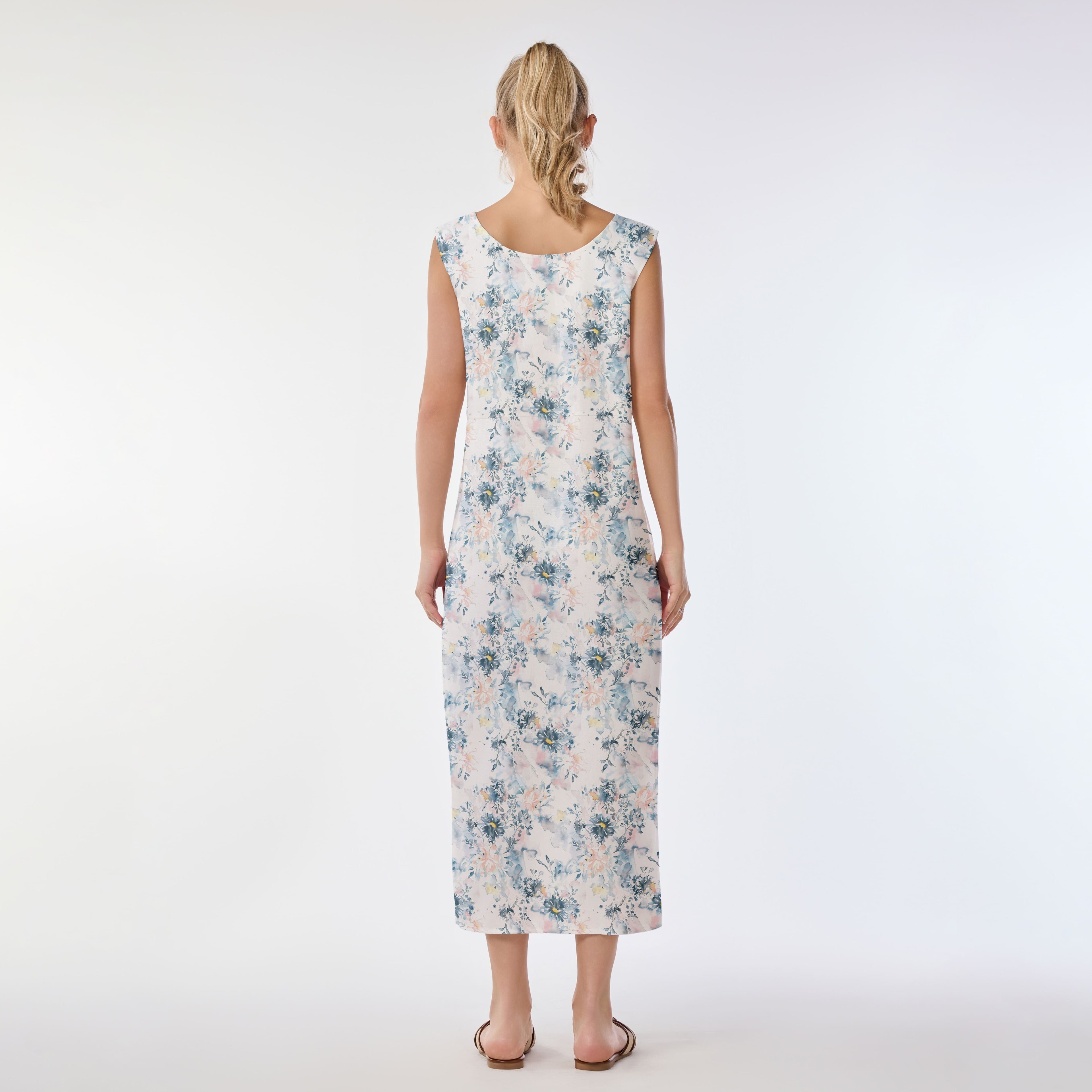 Ink Wash Floral Muumuu Dress