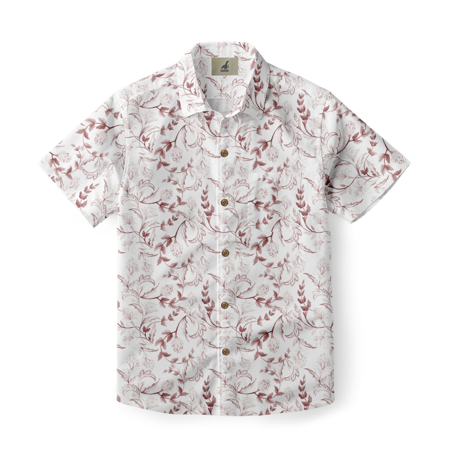 Maroon Botanical Hawaiian Shirt