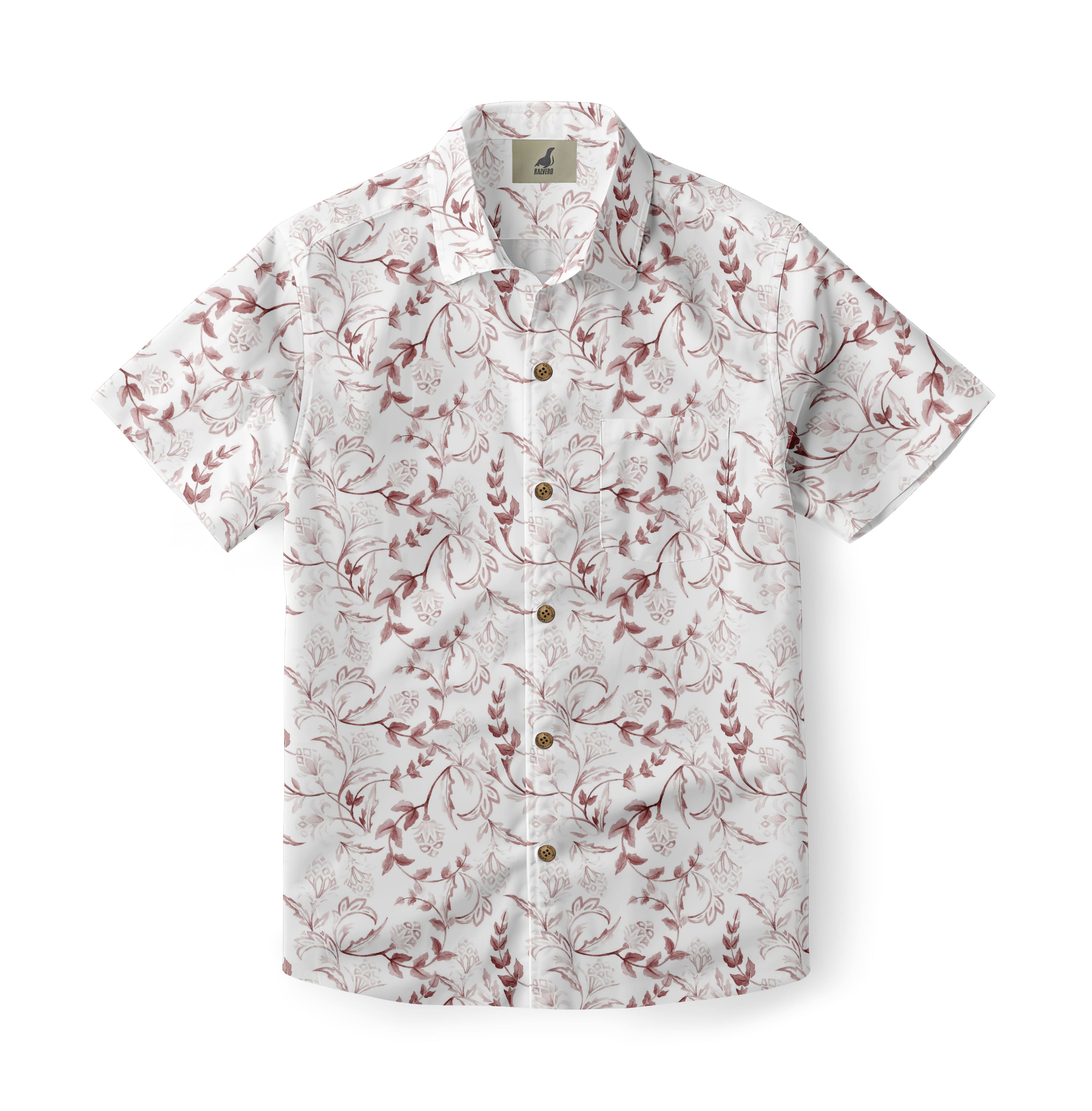 Maroon Botanical Hawaiian Shirt