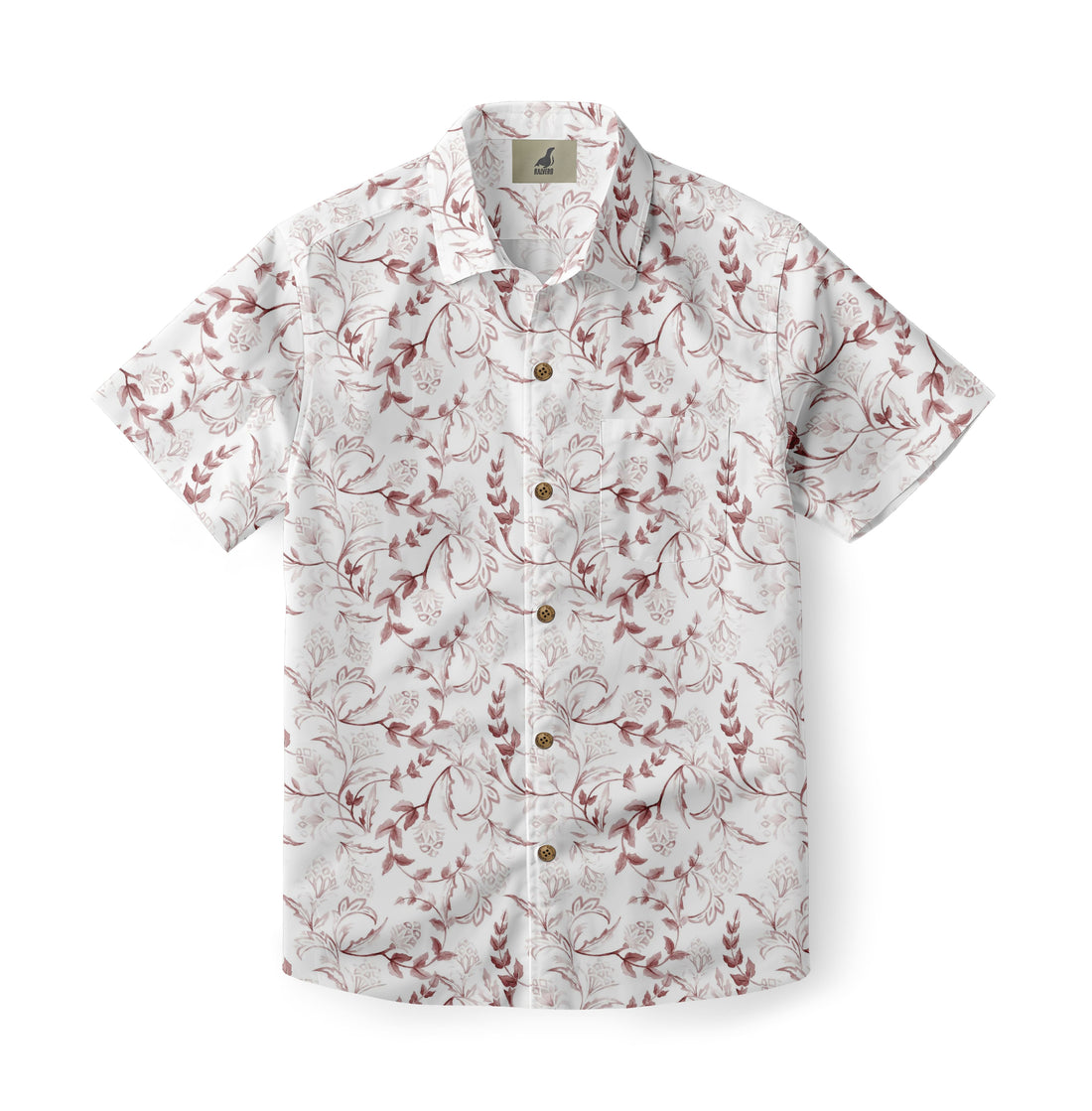 Maroon Botanical Hawaiian Shirt