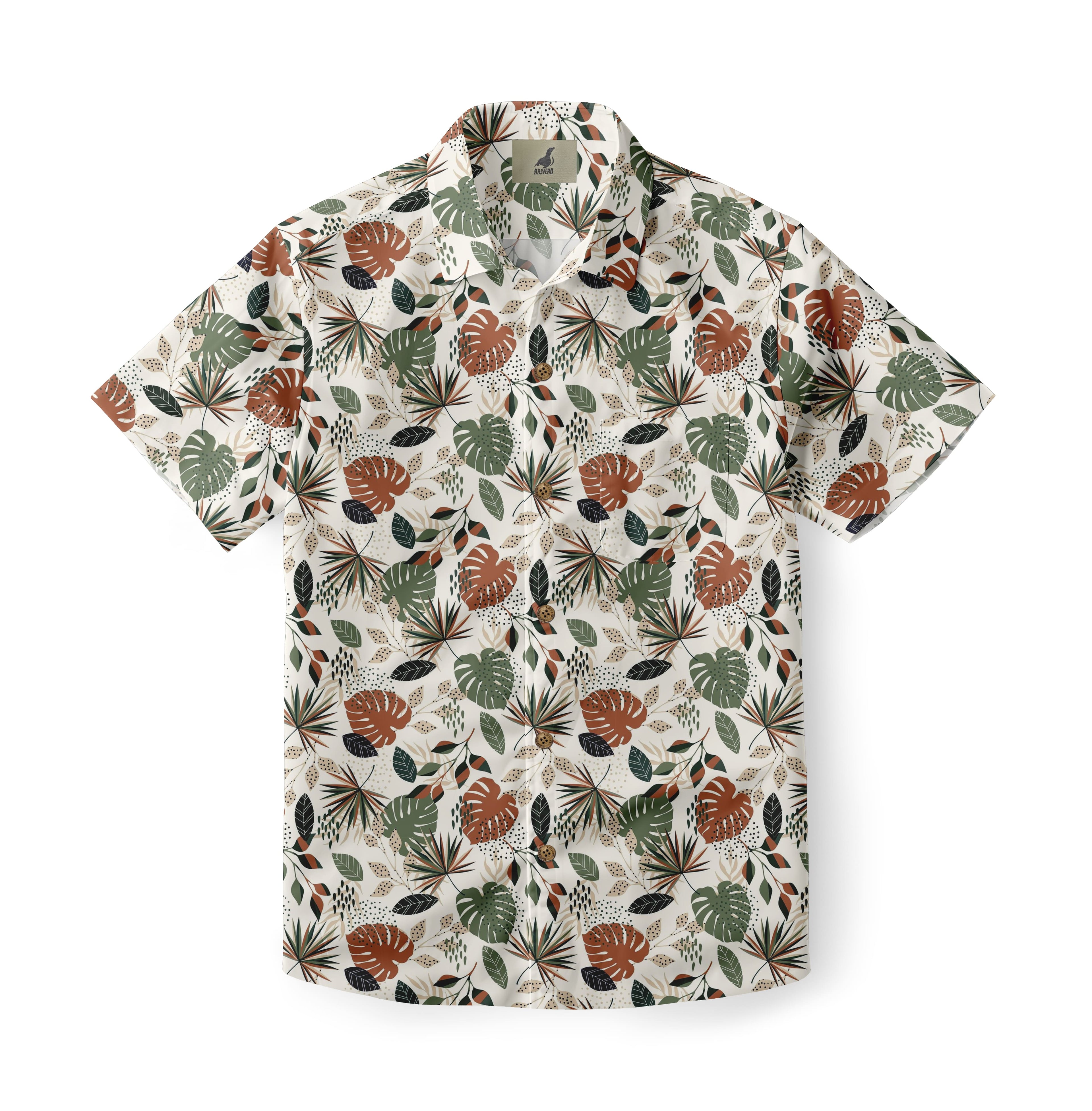 Tropical Foliage Print Hawaiian Shirt