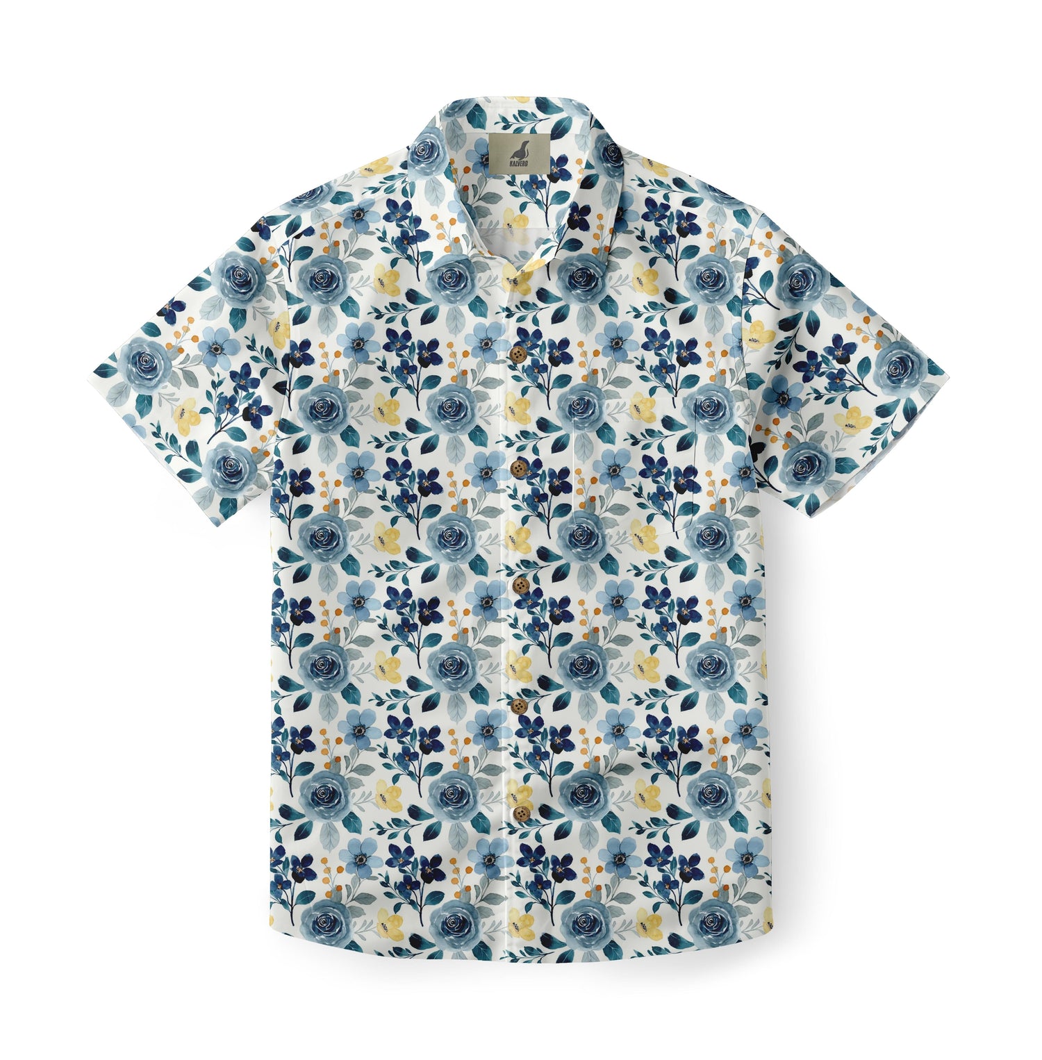 Casual Hawaiian Shirt with Blue Floral Print