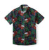 Dark blue shirt with coconut and palm tree print.