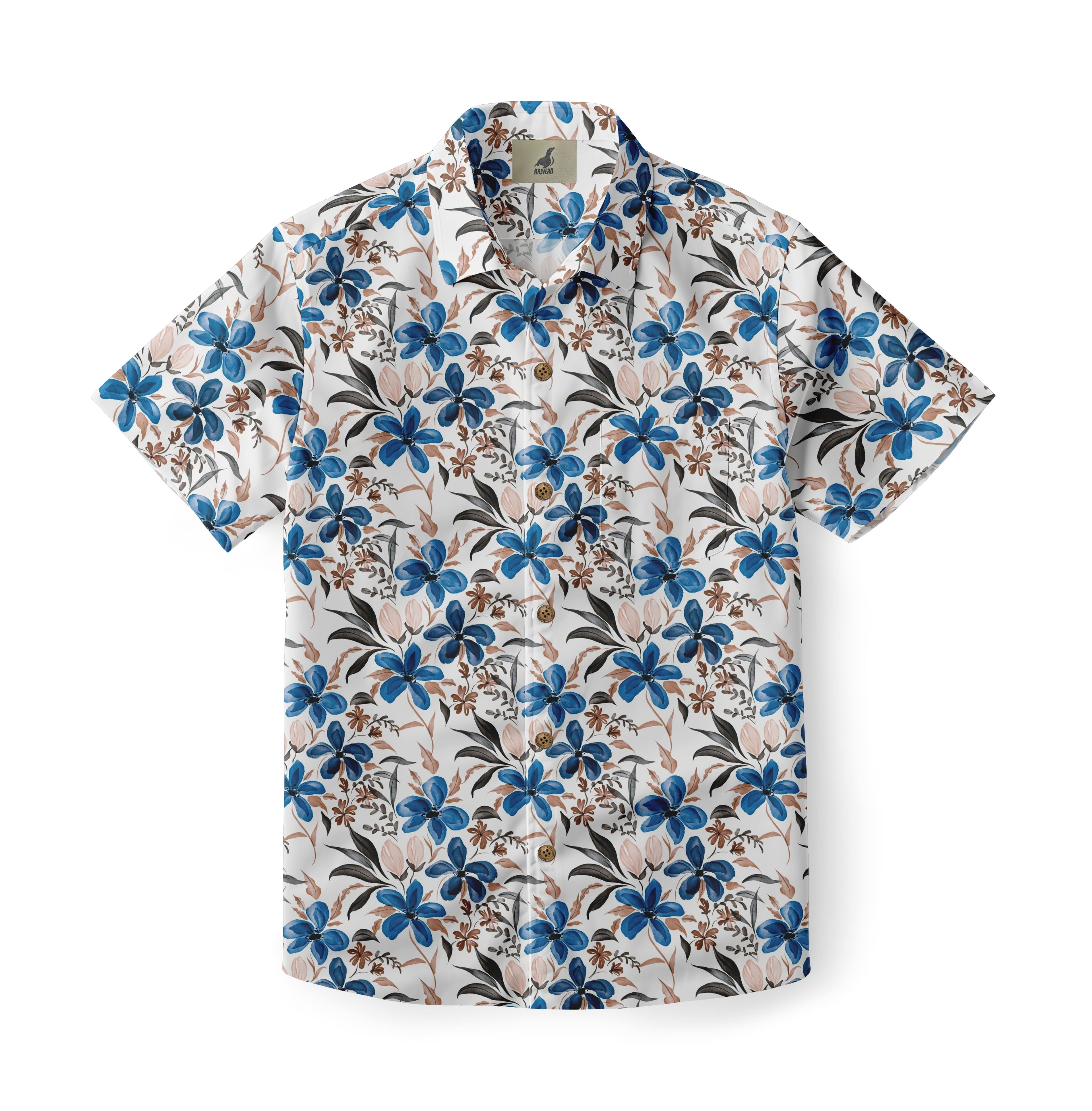 Blue Plumeria Hawaiian Shirt