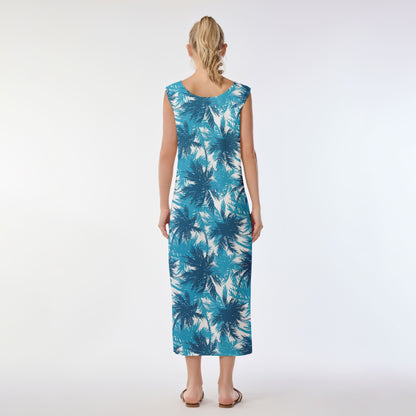 Palm Shadow Blue Muumuu Dress
