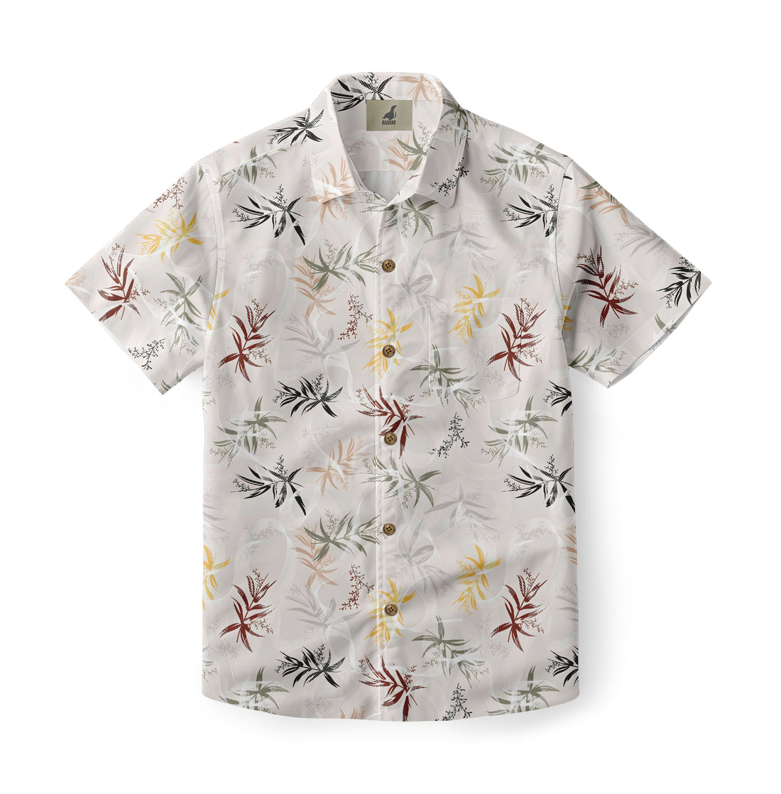 Hawaiian Shirt Abstract Leaf Print Casual Aloha Button-Down for Summer
