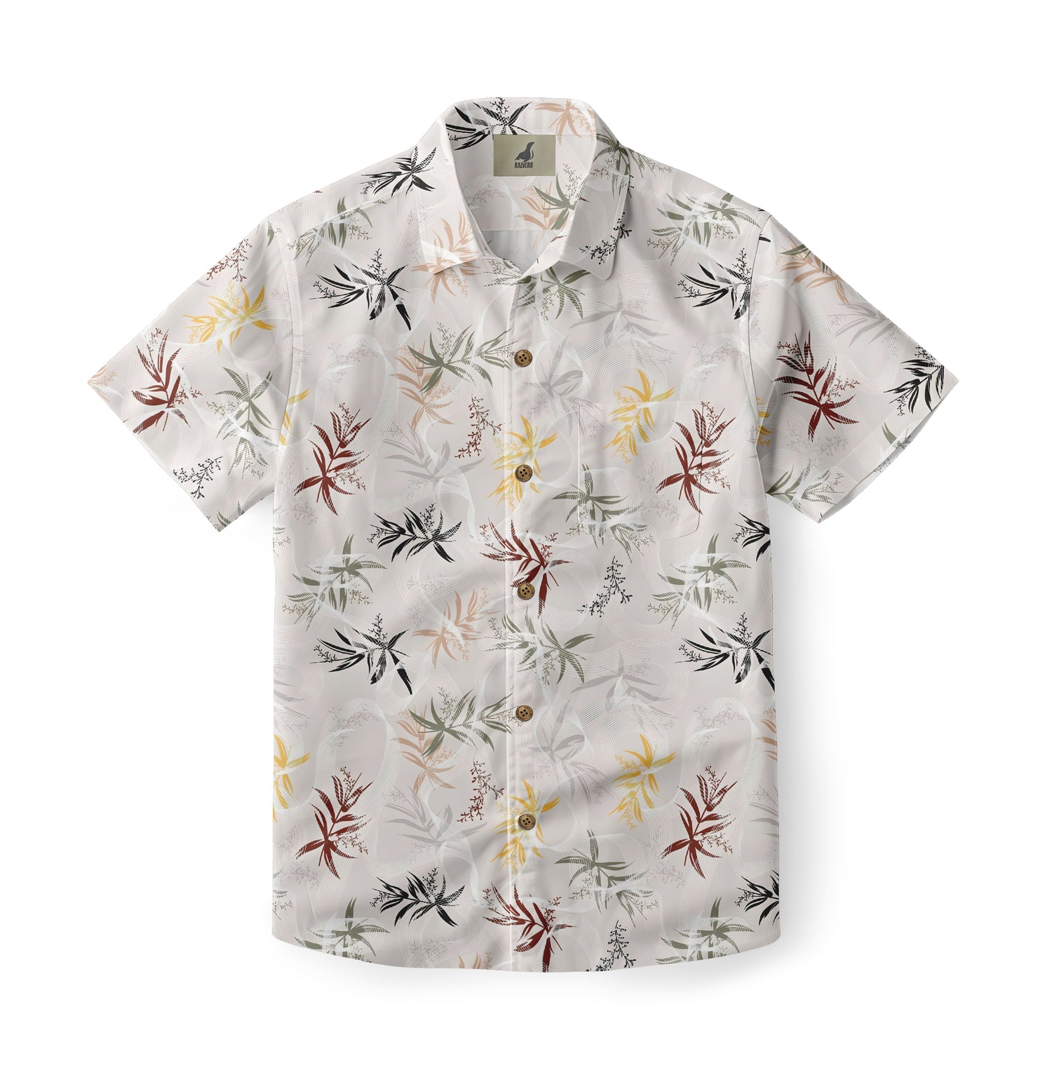 Hawaiian Shirt Abstract Leaf Print Casual Aloha Button-Down for Summer