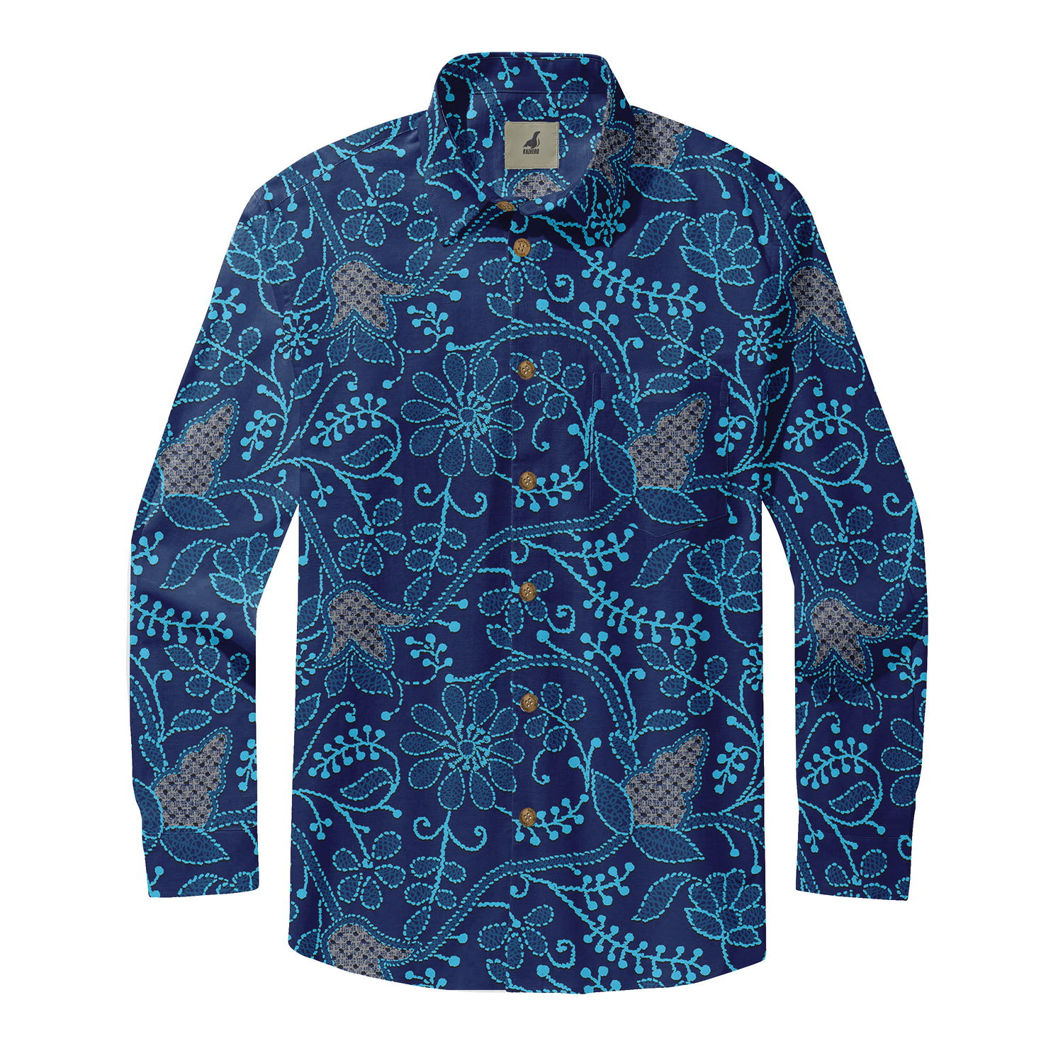 Azure Blossom Long Sleeve Shirts